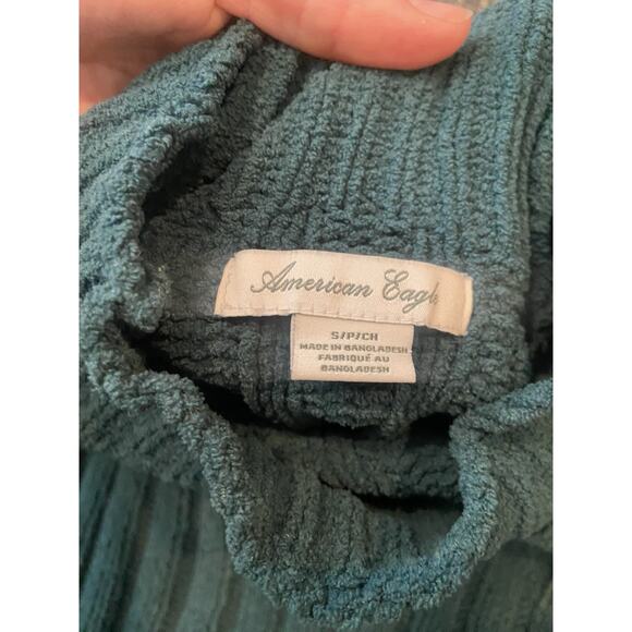 Cropped American Eagle Sweater green small S polyester long-sleeve - Picture 2 of 7